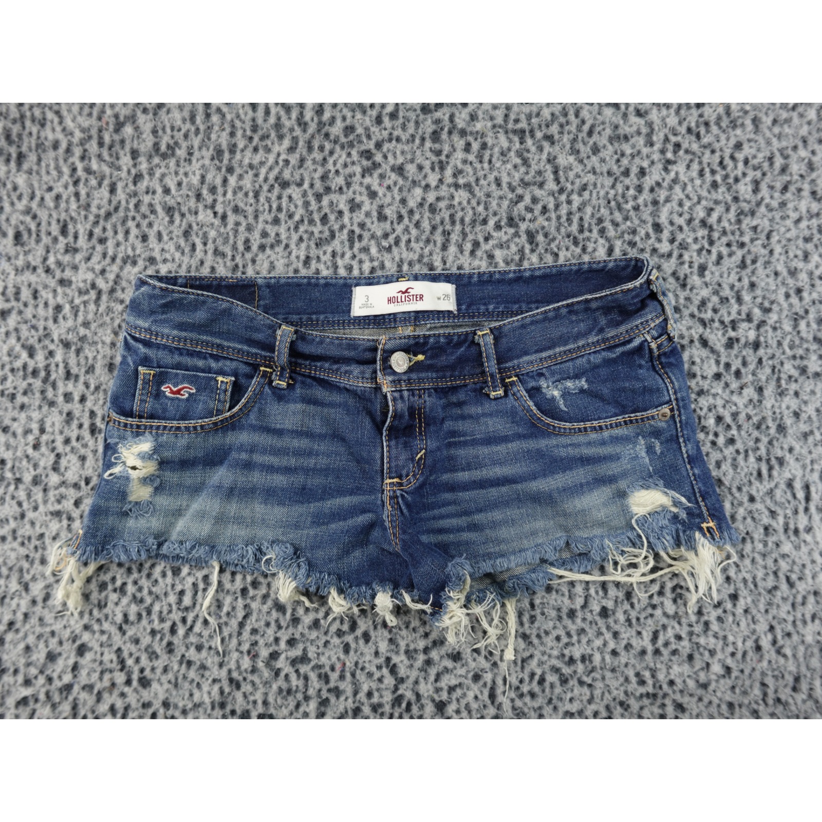 Hollister Denim Cutoff Shorts Womens 3 W26 Blue Distressed Low Rise